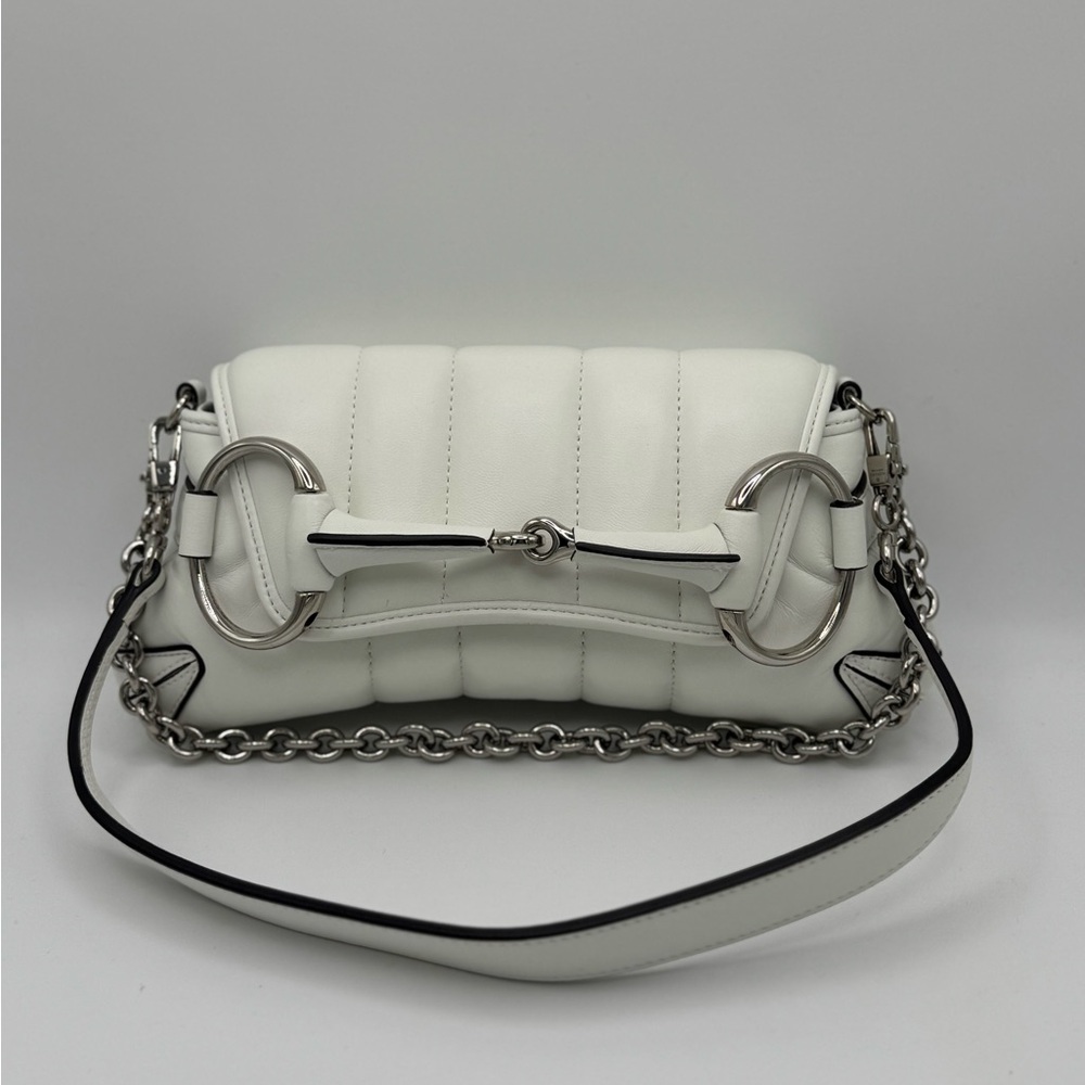 Gucci Nappa Vertical Matelasse Small Maxi Horsebit Chain Shoulder Bag